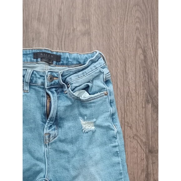 Risen Jeans Juniors Size 25/1  Straight Denim Light Wash Raw Hem midrise - Picture 7 of 16